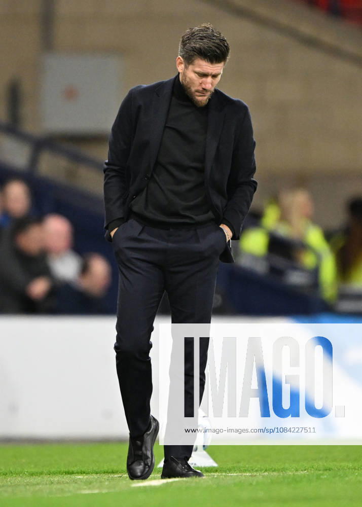 Glasgow, Scotland, 6th October 2026. Scotland head coach, Sebastien Pocognoli during the Scotland vs Slovenia UEFA Nations League match at Hampden Park, Glasgow. Picture credit should read: Neil Hanna Sportimage . SPI_140_NH_Scotland_Slovenia SPI-5054-0140