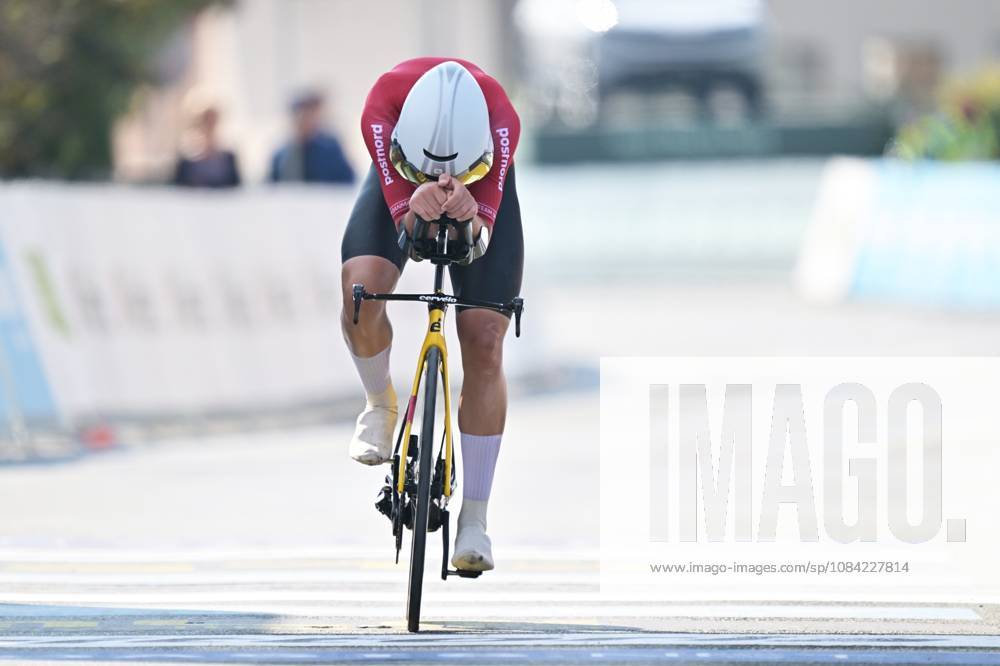 Denmark s Malthe Risbjerg crosses the finish line of the Men Junior Individual Time Trial race (22km) at the cycling UEC Road European Championships, in Ljubljana, Slovenia, on Wednesday 7 October 2026. The UEC Road European Championships are taking place from 02 to 07 October in Ljubljana, Slovenia. DAVIDxPINTENS x189036904x