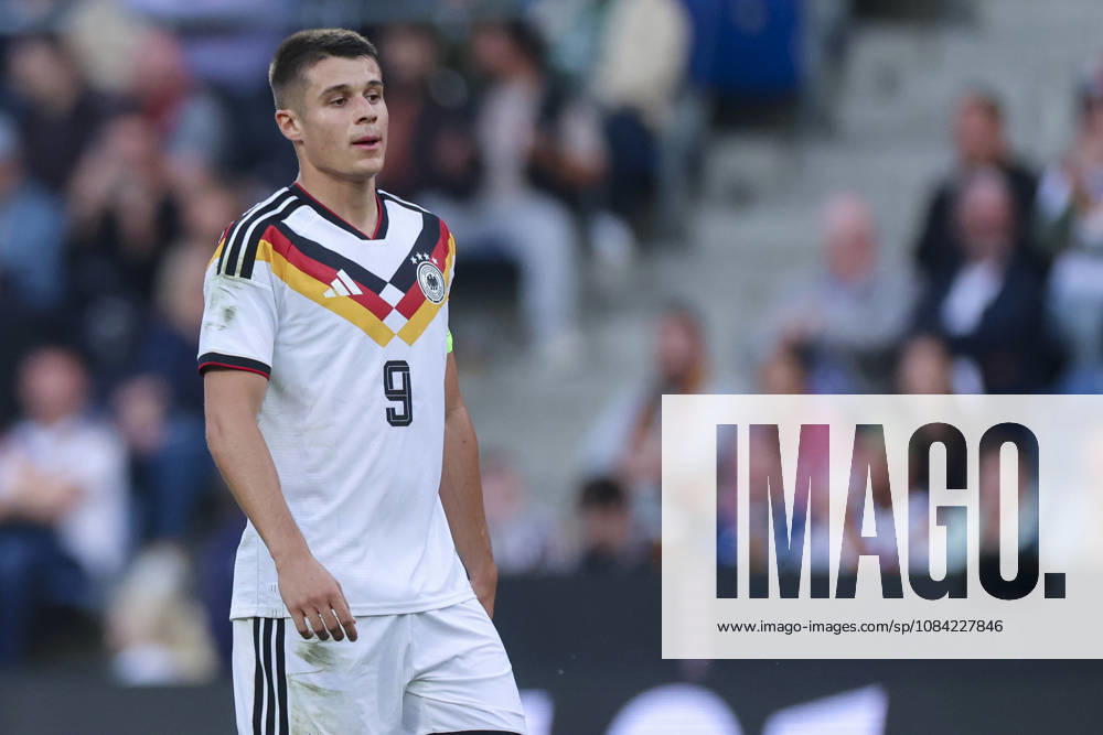 Nicolo Tresoldi of Germany looks dejected during the UEFA Under-21 EURO qualifier between Germany U21 and Georgia U21 at Almstadion on October 6, 2026, in Bielefeld, Germany. Photo by Marco Steinbrenner, DeFodi Images