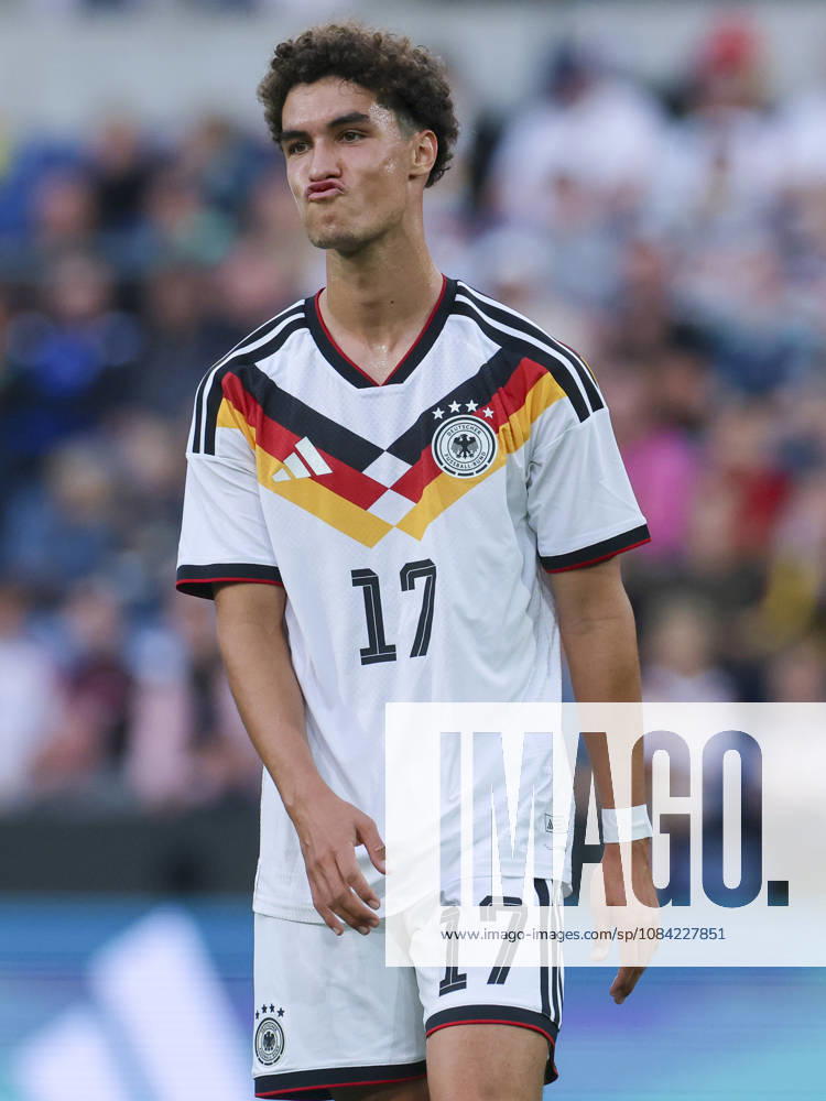 Noah Darvich of Germany looks dejected during the UEFA Under-21 EURO qualifier between Germany U21 and Georgia U21 at Almstadion on October 6, 2026, in Bielefeld, Germany. Photo by Marco Steinbrenner, DeFodi Images
