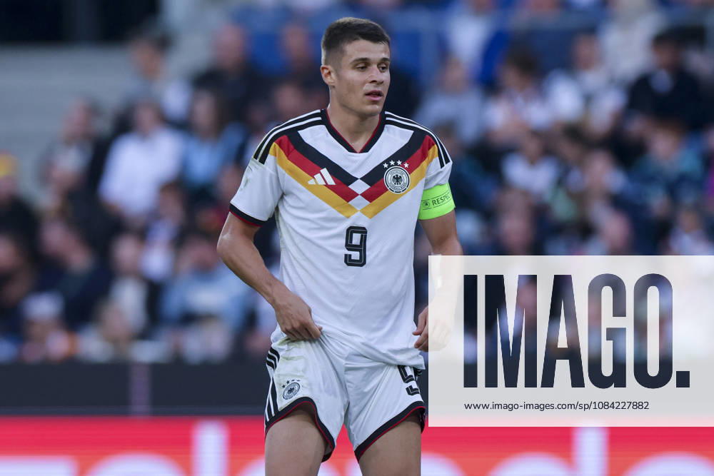 Nicolo Tresoldi of Germany looks dejected during the UEFA Under-21 EURO qualifier between Germany U21 and Georgia U21 at Almstadion on October 6, 2026, in Bielefeld, Germany. Photo by Marco Steinbrenner, DeFodi Images