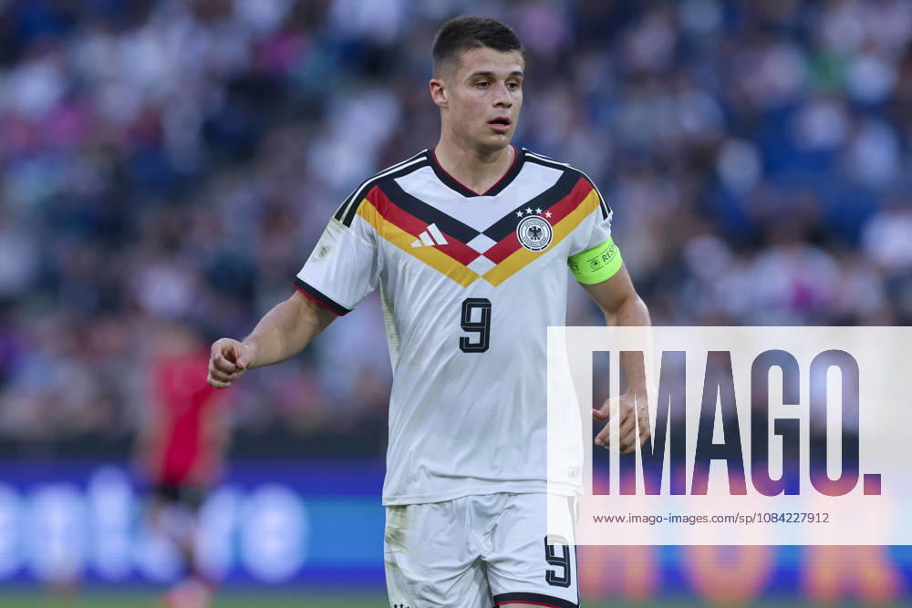Nicolo Tresoldi of Germany watches the UEFA Under-21 EURO qualifier between Germany U21 and Georgia U21 at Almstadion on October 6, 2026, in Bielefeld, Germany. Photo by Marco Steinbrenner, DeFodi Images