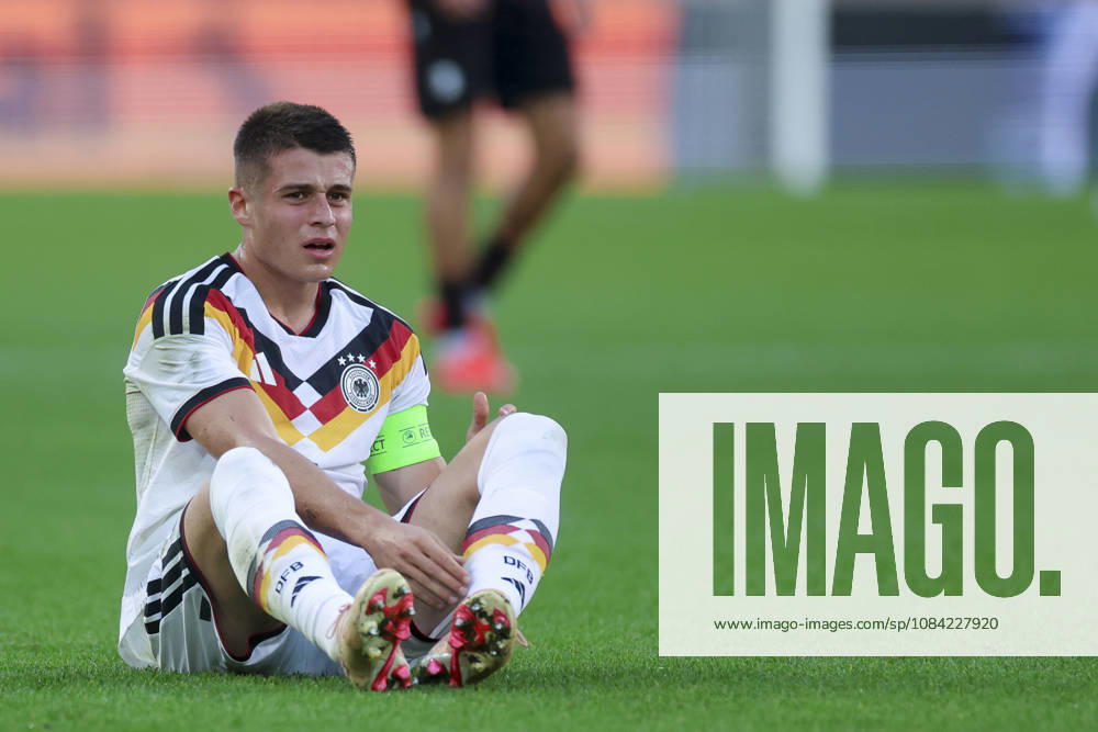 Nicolo Tresoldi of Germany looks dejected during the UEFA Under-21 EURO qualifier between Germany U21 and Georgia U21 at Almstadion on October 6, 2026, in Bielefeld, Germany. Photo by Marco Steinbrenner, DeFodi Images