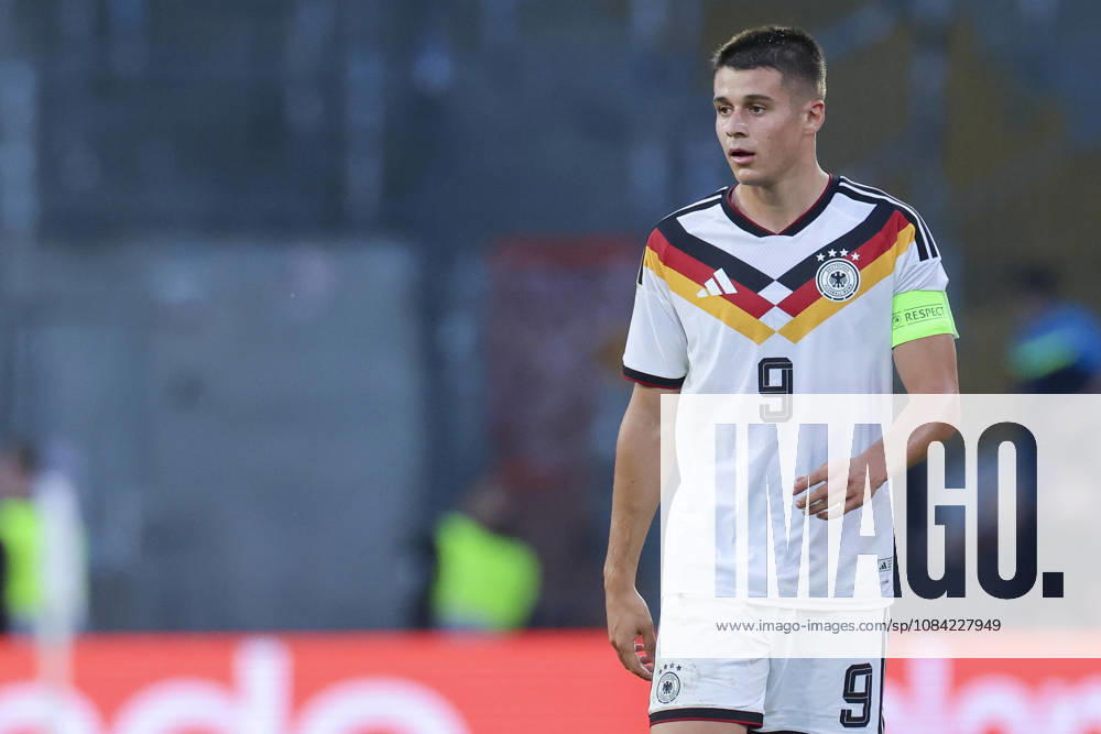 Nicolo Tresoldi of Germany watches the UEFA Under-21 EURO qualifier between Germany U21 and Georgia U21 at Almstadion on October 6, 2026, in Bielefeld, Germany. Photo by Marco Steinbrenner, DeFodi Images