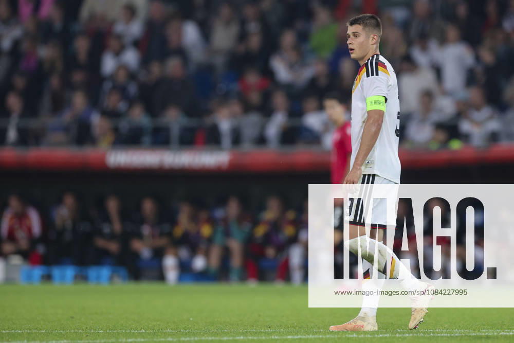 Nicolo Tresoldi of Germany looks dejected during the UEFA Under-21 EURO qualifier between Germany U21 and Georgia U21 at Almstadion on October 6, 2026, in Bielefeld, Germany. Photo by Marco Steinbrenner, DeFodi Images