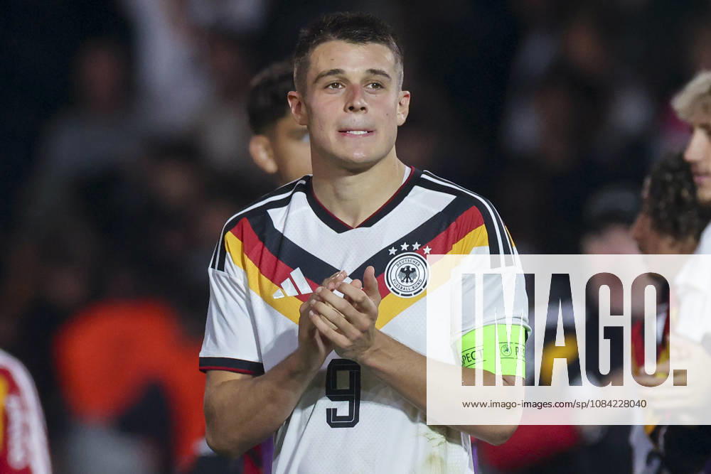 Nicolo Tresoldi of Germany looks dejected during the UEFA Under-21 EURO qualifier between Germany U21 and Georgia U21 at Almstadion on October 6, 2026, in Bielefeld, Germany. Photo by Marco Steinbrenner, DeFodi Images
