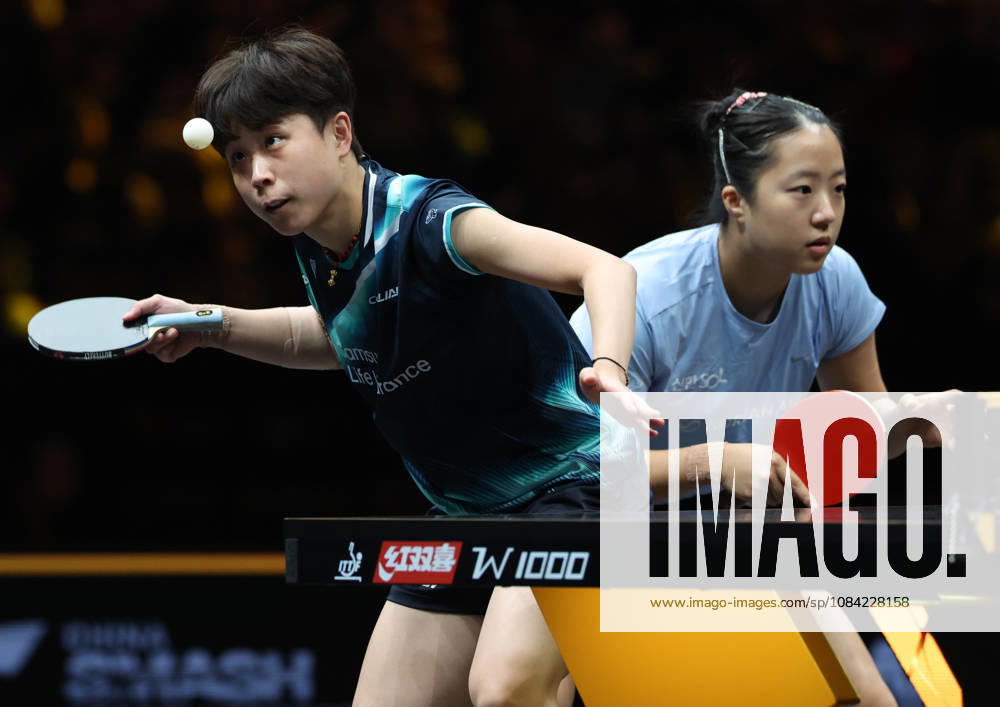 (261007) -- BEIJING, Oct. 7, 2026 -- Shin Yubin Joo Cheonhui (L) of South Korea compete during the women s doubles round of 16 match between Wang Yidi Jiang Yiyi of China and Shin Yubin Joo Cheonhui of South Korea at 2026 World Table tennis, Tischtennis (WTT) China Smash in Beijing, China, Oct. 7, 2026. ) (SP)CHINA-BEIJING-TABLE TENNIS-WTT-CHINA SMASH-WOMEN S DOUBLES (CN) ZhangxChenlin