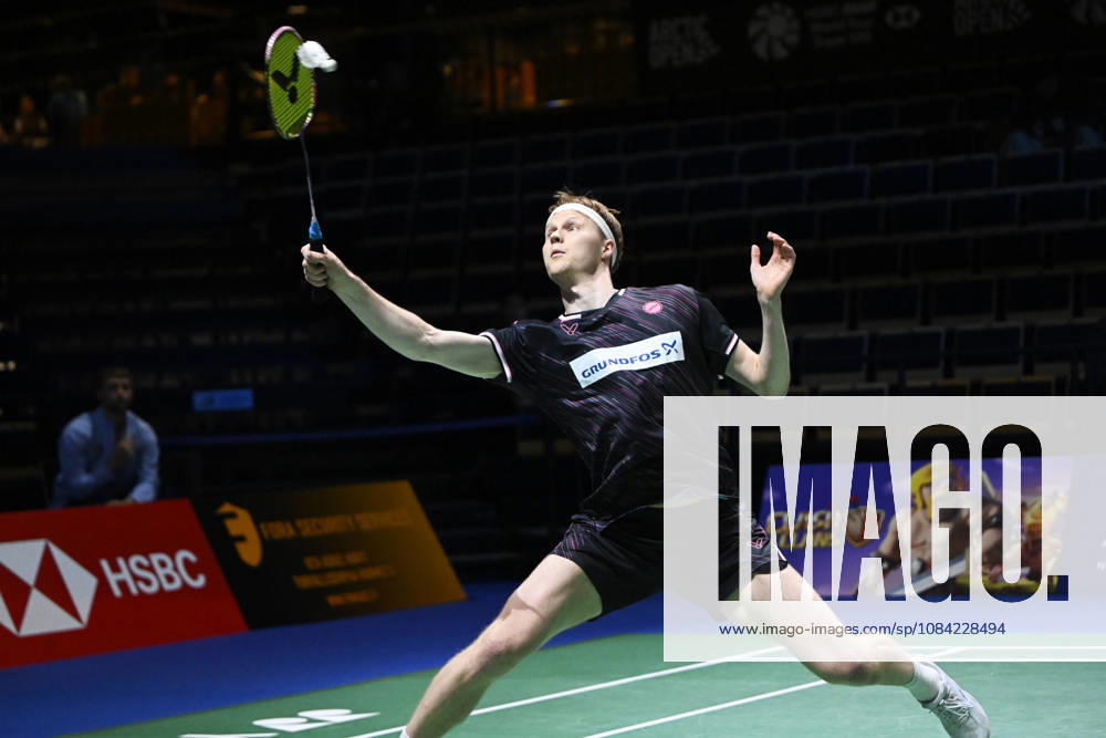 Anders Antonsen of Denmark in action during the badminton Clash of Clans Arctic Open 2026 tournament in Vantaa, Finland, on October 7, 2026. - ANTTI AIMO-KOIVISTO Vantaa Finland AF5NJ-L3tvU