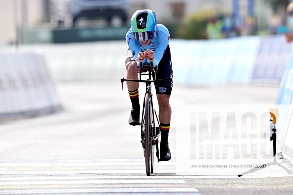 Belgium s Emma Siegers crosses the finish line of the Women U23 Individual Time Trial race (22km) at the cycling UEC Road European Championships, in Ljubljana, Slovenia, on Wednesday 7 October 2026. The UEC Road European Championships are taking place from 02 to 07 October in Ljubljana, Slovenia. DAVIDxPINTENS x189038677x