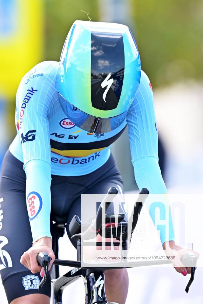 Belgium s Emma Siegers crosses the finish line of the Women U23 Individual Time Trial race (22km) at the cycling UEC Road European Championships, in Ljubljana, Slovenia, on Wednesday 7 October 2026. The UEC Road European Championships are taking place from 02 to 07 October in Ljubljana, Slovenia. DAVIDxPINTENS x189038761x