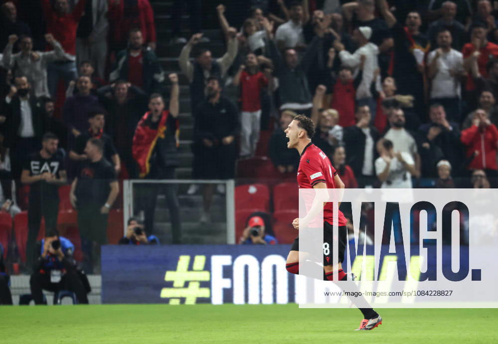 Kristjan Asllani of Albania celebrate his goal during UEFA Nations League 2026-2027 group phase match between Albania and San Marino in Tirana, Albania on 6 October, 2026. Tirana Albania - ZUMAb266 20261006_zip_b266_014