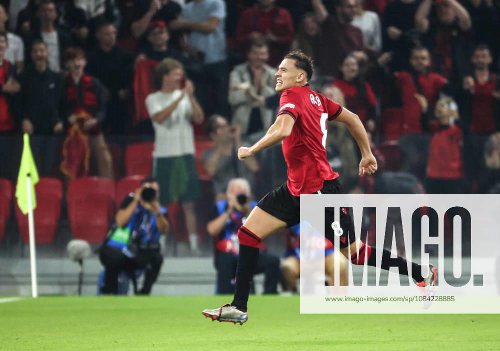 Kristjan Asllani of Albania celebrate his goal during UEFA Nations League 2026-2027 group phase match between Albania and San Marino in Tirana, Albania on 6 October, 2026. Soccer 2026 Albania Vs San Marino UEFA Nations League 2026-2027 - ZUMAb266 20261006_zip_b266_015