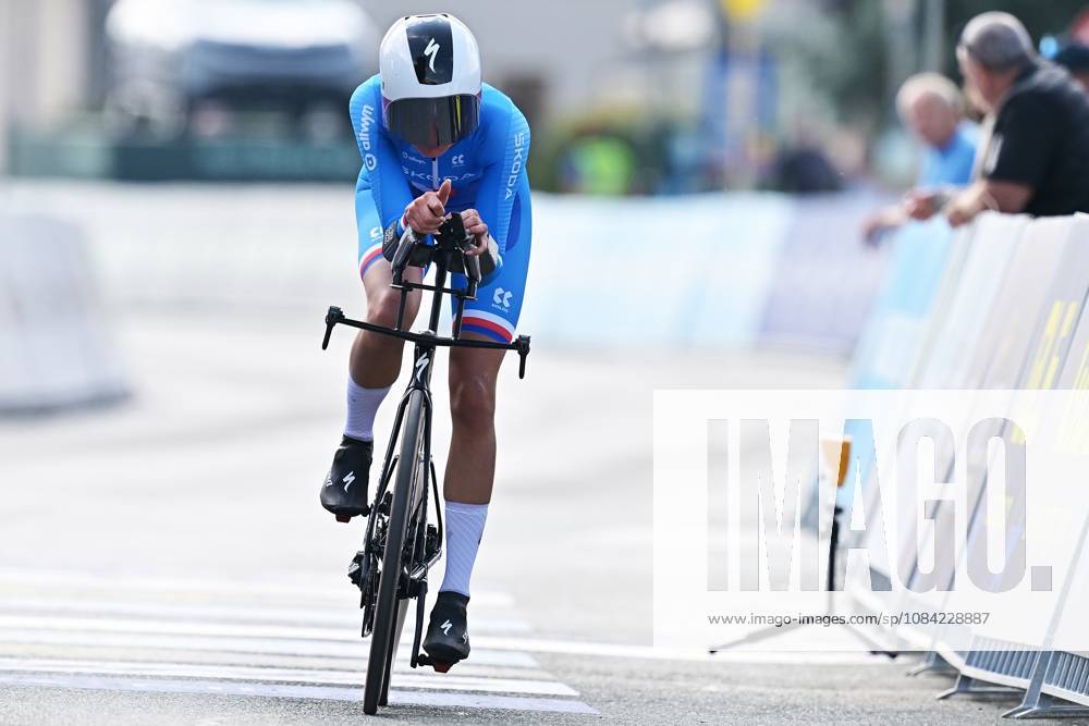 Czech Republic s Julia Kopecky crosses the finish line of the Women U23 Individual Time Trial race (22km) at the cycling UEC Road European Championships, in Ljubljana, Slovenia, on Wednesday 7 October 2026. The UEC Road European Championships are taking place from 02 to 07 October in Ljubljana, Slovenia. DAVIDxPINTENS x189039053x