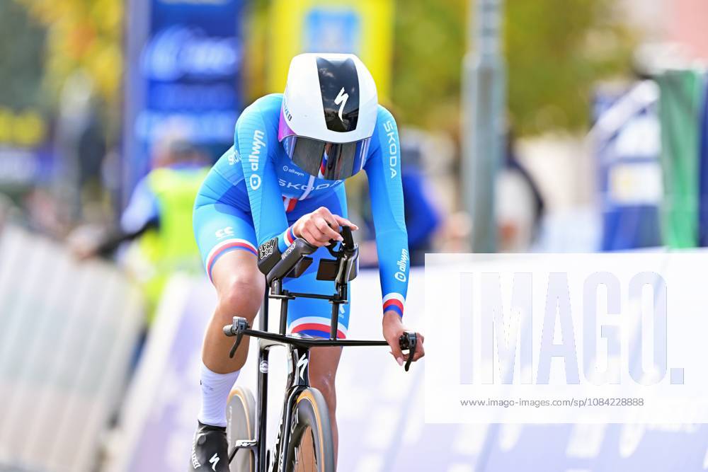 Czech Republic s Julia Kopecky crosses the finish line of the Women U23 Individual Time Trial race (22km) at the cycling UEC Road European Championships, in Ljubljana, Slovenia, on Wednesday 7 October 2026. The UEC Road European Championships are taking place from 02 to 07 October in Ljubljana, Slovenia. DAVIDxPINTENS x189039054x