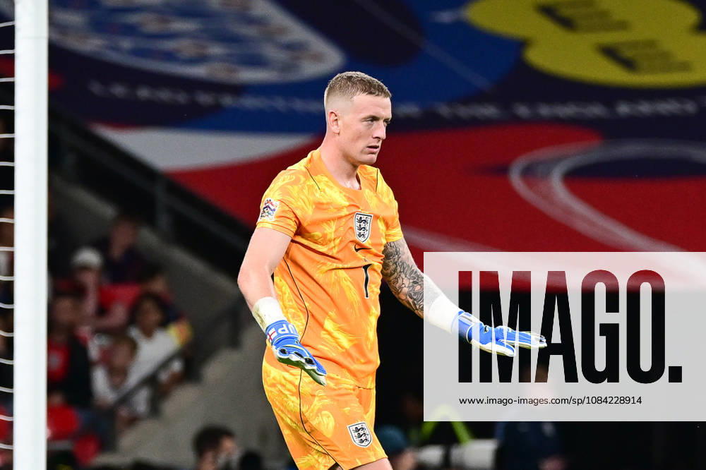 England v Czechia, UEFA Nations League England goalkeeper Jordan Pickford (1) calms down his defenders during the UEFA Nations League match between England and Czechia at Wembley Stadium, London, UK on 6 October 2026. London Wembley Stadium Greater London UK Editorial use only ,