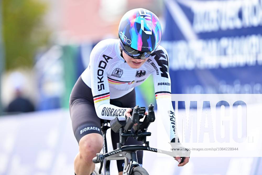Germany s Justyna Czapla crosses the finish line of the Women U23 Individual Time Trial race (22km) at the cycling UEC Road European Championships, in Ljubljana, Slovenia, on Wednesday 7 October 2026. The UEC Road European Championships are taking place from 02 to 07 October in Ljubljana, Slovenia. DAVIDxPINTENS x189039083x