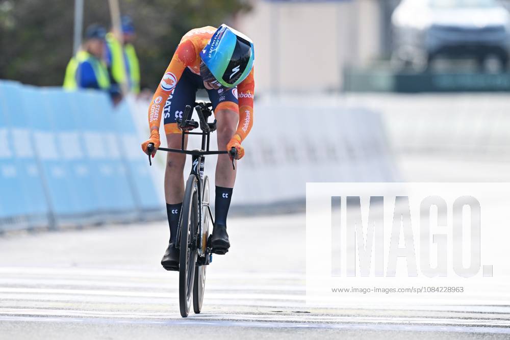 Netherlands Megan Arens crosses the finish line of the Women U23 Individual Time Trial race (22km) at the cycling UEC Road European Championships, in Ljubljana, Slovenia, on Wednesday 7 October 2026. The UEC Road European Championships are taking place from 02 to 07 October in Ljubljana, Slovenia. DAVIDxPINTENS x189039081x