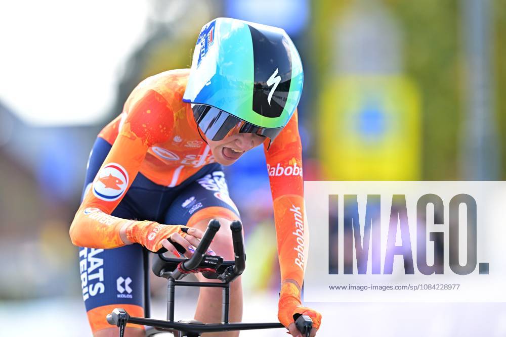 Netherlands Megan Arens crosses the finish line of the Women U23 Individual Time Trial race (22km) at the cycling UEC Road European Championships, in Ljubljana, Slovenia, on Wednesday 7 October 2026. The UEC Road European Championships are taking place from 02 to 07 October in Ljubljana, Slovenia. DAVIDxPINTENS x189039105x