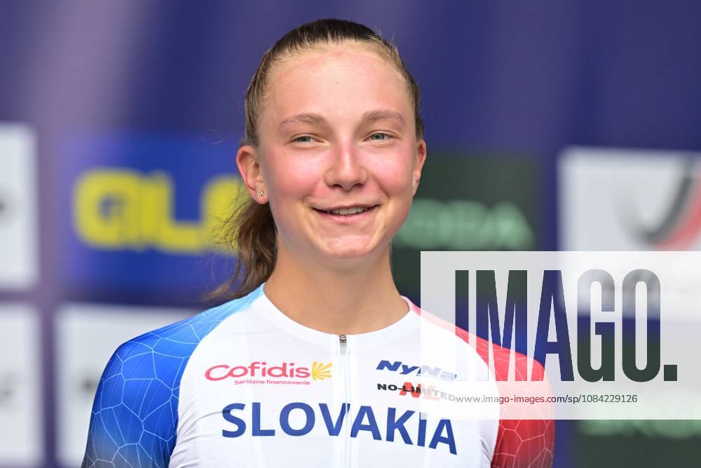 Slovakia s Viktoria Chladonova , winner of the bronze medal pictured on the podium of the Women U23 Individual Time Trial race (22km) at the cycling UEC Road European Championships, in Ljubljana, Slovenia, on Wednesday 7 October 2026. The UEC Road European Championships are taking place from 02 to 07 October in Ljubljana, Slovenia. DAVIDxPINTENS x189039704x