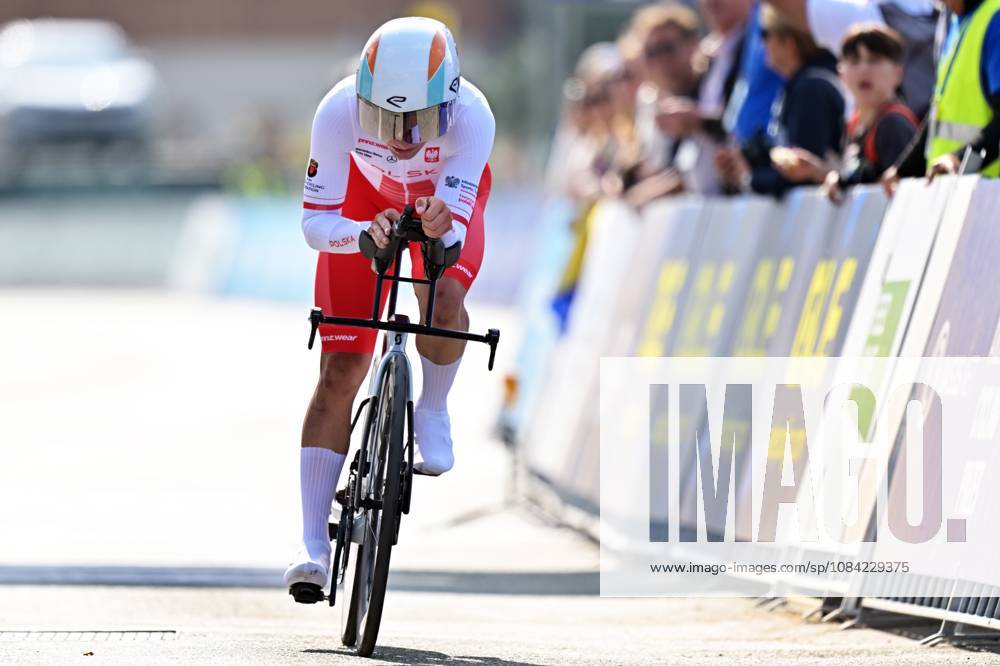 Poland s Dawid Lewandowski crosses the finish line of the Men U23 Individual Time Trial race (22km) at the cycling UEC Road European Championships, in Ljubljana, Slovenia, on Wednesday 7 October 2026. The UEC Road European Championships are taking place from 02 to 07 October in Ljubljana, Slovenia. DAVIDxPINTENS x189040262x