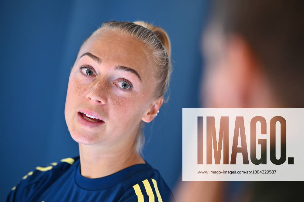 — Amanda Nildén at a press conference following the women’s national team’s training session at Bosön ahead of the 2027 World Cup playoff. STOCKHOLM, SWEDEN