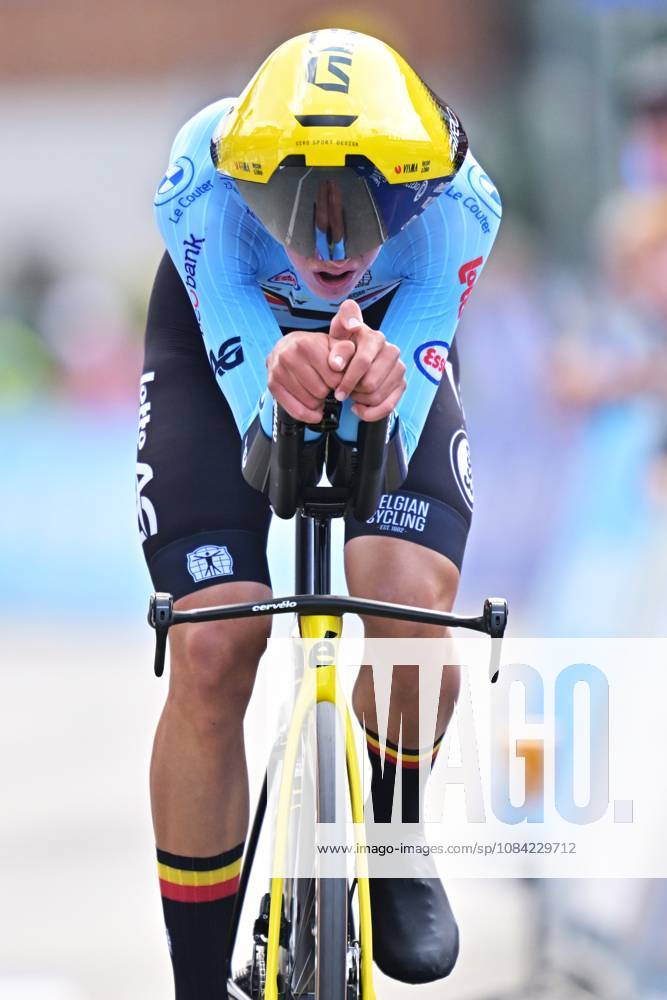 Belgium s Matisse Van Kerckhove crosses the finish line of the Men U23 Individual Time Trial race (22km) at the cycling UEC Road European Championships, in Ljubljana, Slovenia, on Wednesday 7 October 2026. The UEC Road European Championships are taking place from 02 to 07 October in Ljubljana, Slovenia. DAVIDxPINTENS x189041093x