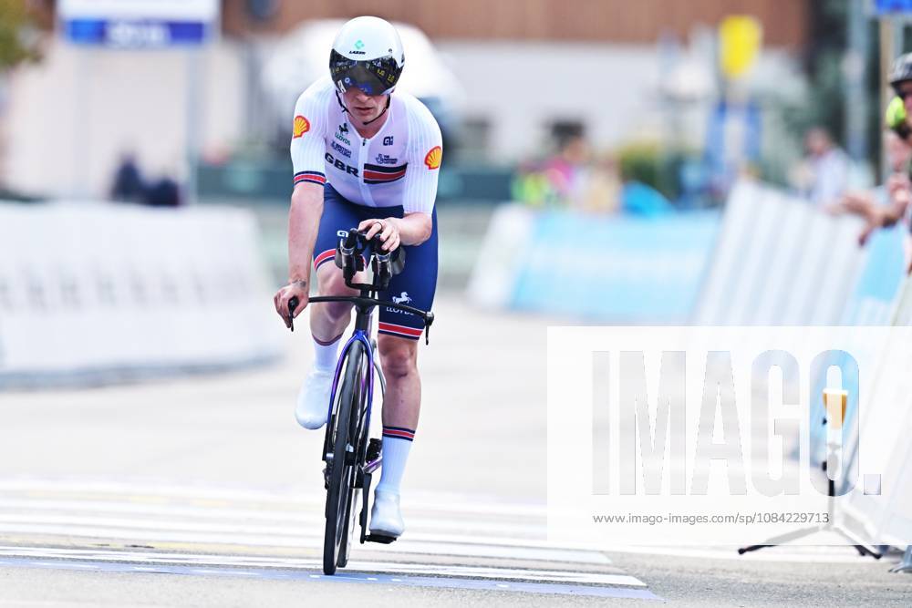 Great Britain s Ben Wiggins crosses the finish line of the Men U23 Individual Time Trial race (22km) at the cycling UEC Road European Championships, in Ljubljana, Slovenia, on Wednesday 7 October 2026. The UEC Road European Championships are taking place from 02 to 07 October in Ljubljana, Slovenia. DAVIDxPINTENS x189041108x