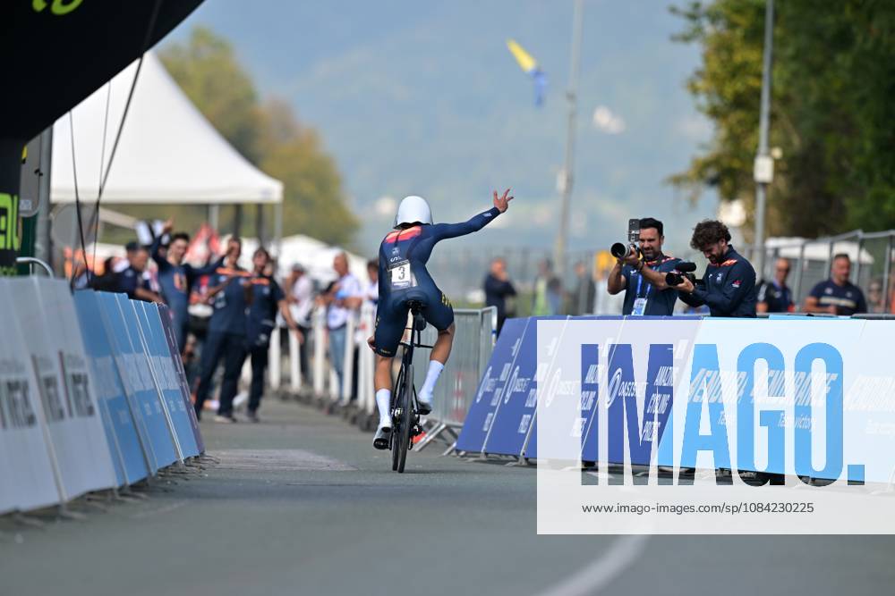 Spain s Hector Alvarez Martinez crosses the finish line to win the Men U23 Individual Time Trial race (22km) at the cycling UEC Road European Championships, in Ljubljana, Slovenia, on Wednesday 7 October 2026. The UEC Road European Championships are taking place from 02 to 07 October in Ljubljana, Slovenia. DAVIDxPINTENS x189042530x