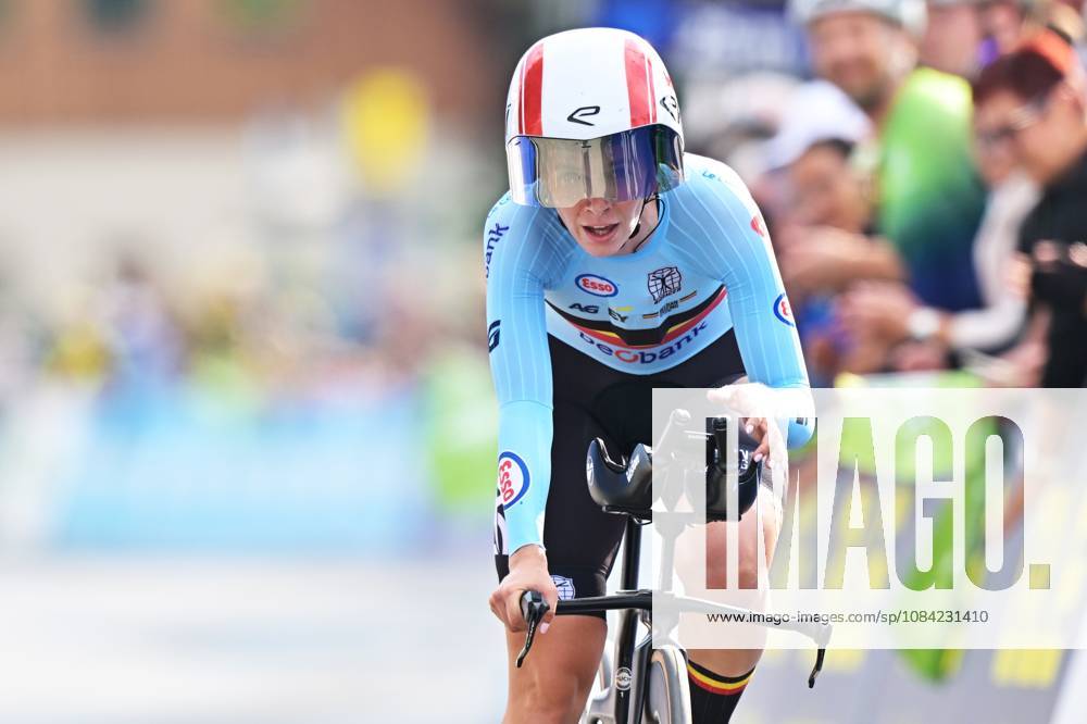 Belgium s Sandrine Tas crosses the finish line of the Women Elite Individual Time Trial race (22km) at the cycling UEC Road European Championships, in Ljubljana, Slovenia, on Wednesday 7 October 2026. The UEC Road European Championships are taking place from 02 to 07 October in Ljubljana, Slovenia. DAVIDxPINTENS x189047348x