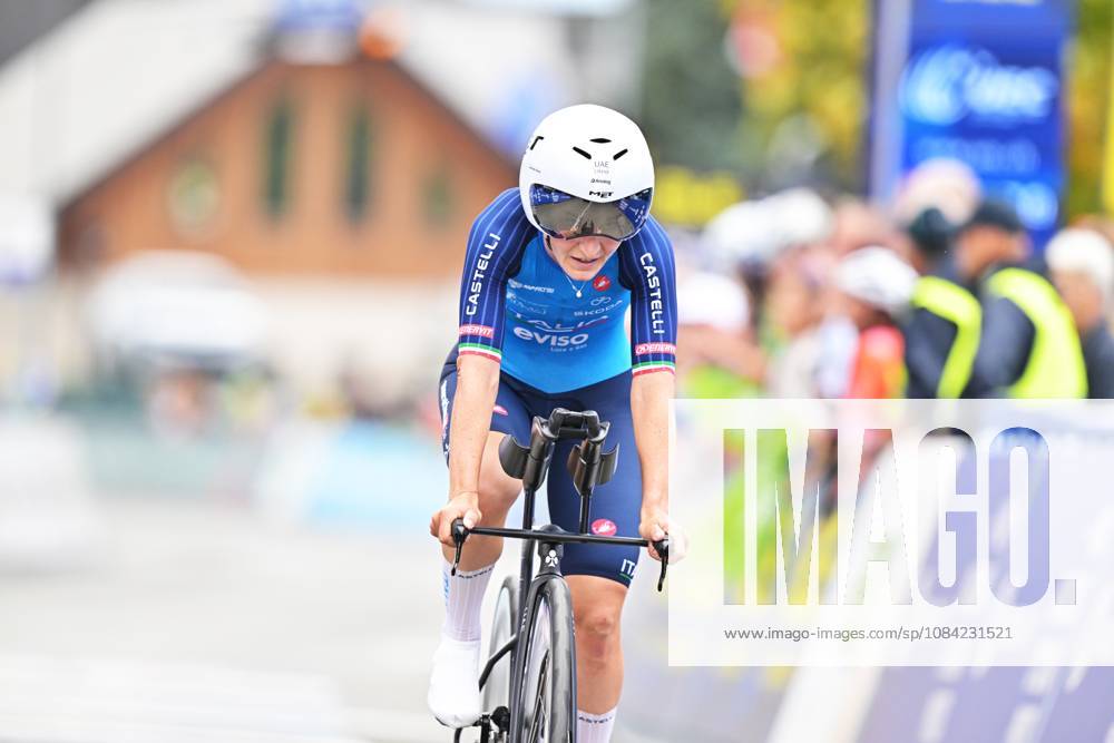 Italy s Elisa Longo Borghini crosses the finish line of the Women Elite Individual Time Trial race (22km) at the cycling UEC Road European Championships, in Ljubljana, Slovenia, on Wednesday 7 October 2026. The UEC Road European Championships are taking place from 02 to 07 October in Ljubljana, Slovenia. DAVIDxPINTENS x189048701x