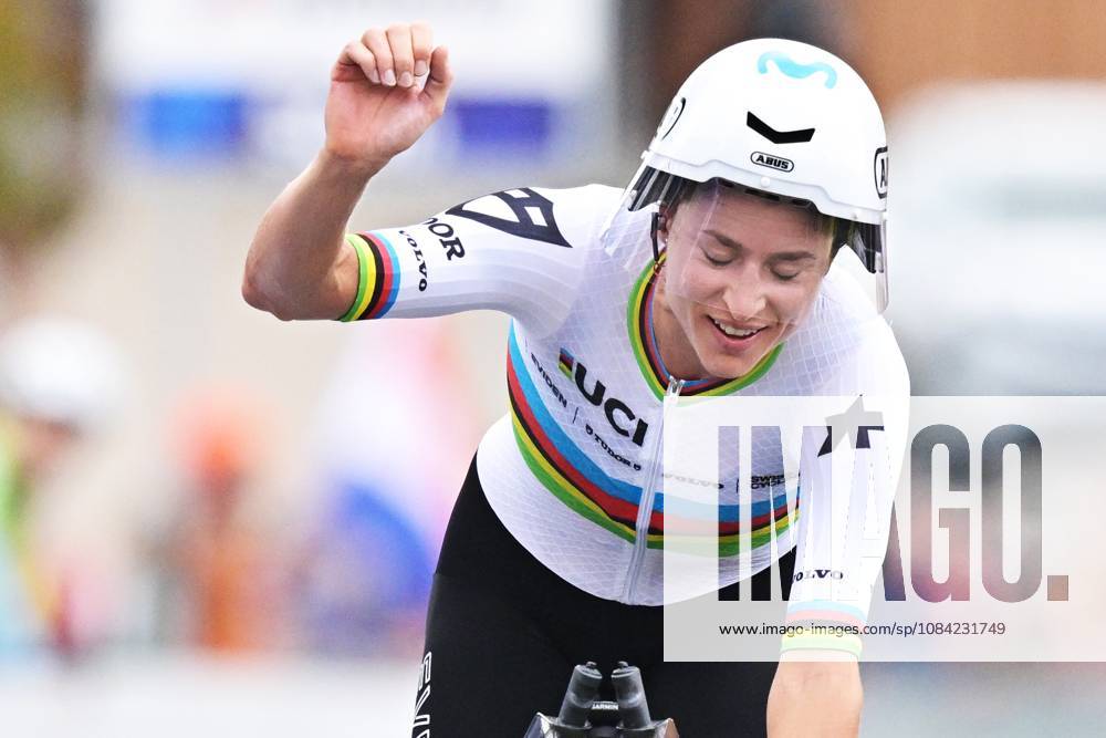 Switzerland s Marlen Reusser celebrates after winning the Women Elite Individual Time Trial race (22km) at the cycling UEC Road European Championships, in Ljubljana, Slovenia, on Wednesday 7 October 2026. The UEC Road European Championships are taking place from 02 to 07 October in Ljubljana, Slovenia. DAVIDxPINTENS x189049430x