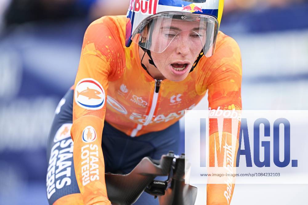 Netherlands Demi Vollering crosses the finish line of the Women Elite Individual Time Trial race (22km) at the cycling UEC Road European Championships, in Ljubljana, Slovenia, on Wednesday 7 October 2026. The UEC Road European Championships are taking place from 02 to 07 October in Ljubljana, Slovenia. DAVIDxPINTENS x189054555x