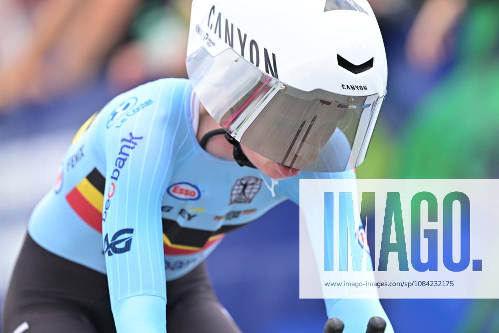 Belgium s Lotte Claes crosses the finish line of the Women Elite Individual Time Trial race (22km) at the cycling UEC Road European Championships, in Ljubljana, Slovenia, on Wednesday 7 October 2026. The UEC Road European Championships are taking place from 02 to 07 October in Ljubljana, Slovenia. DAVIDxPINTENS x189054906x