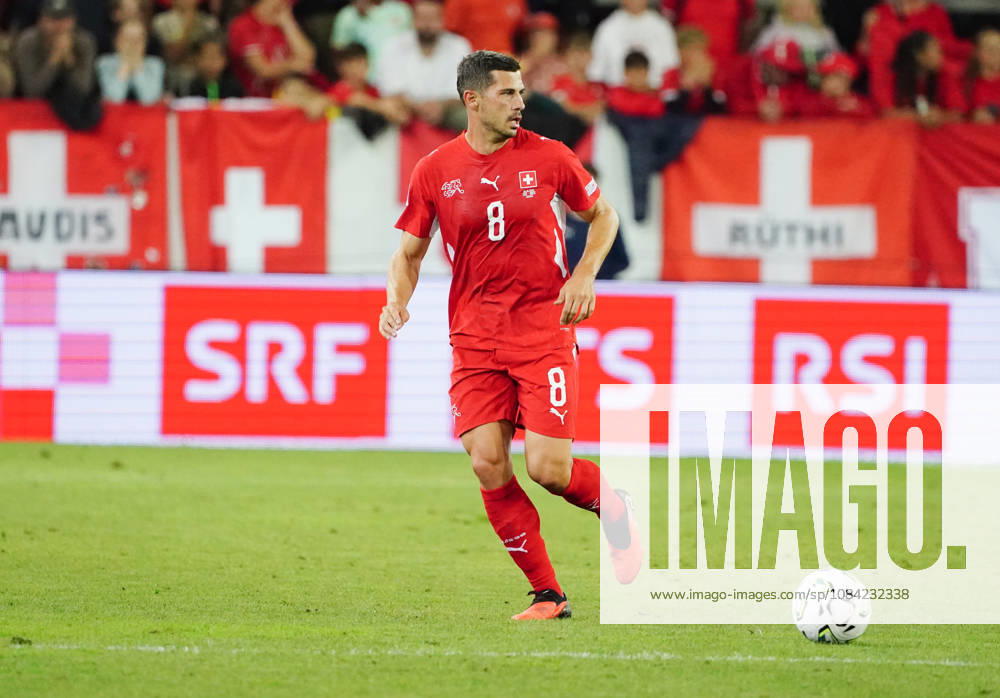 Lucerne, Switzerland, Thermoplan Arena, Men s Soccer, 2026–2027 Season, Nations League, Switzerland vs. North Macedonia, 3–0, Photo by Remo Freuler (SUI), Action Shot, Single Frame