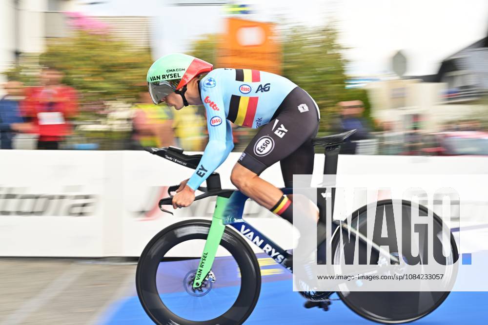 Belgium s Sander De Pestel pictured at the start of the Men Elite Individual Time Trial race (22km) at the cycling UEC Road European Championships, in Ljubljana, Slovenia, on Wednesday 7 October 2026. The UEC Road European Championships are taking place from 02 to 07 October in Ljubljana, Slovenia. DAVIDxPINTENS x189056784x