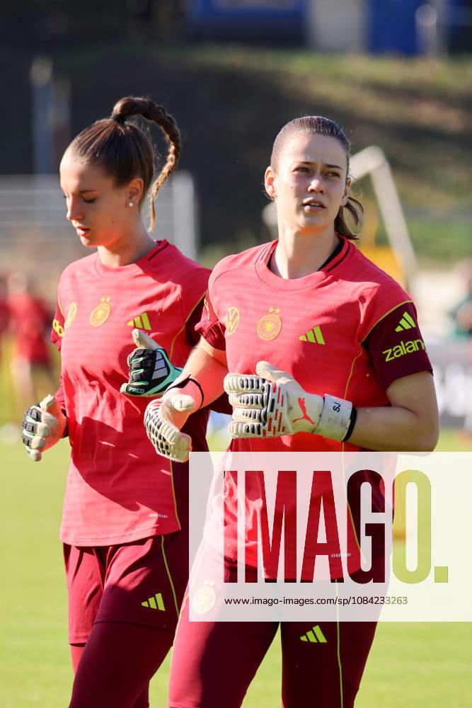 German Women s National Soccer Team Training Friendly Match: Germany vs. Australia Pictured, from left: Goalkeeper Ena Mahmutovic (Germany) and goalkeeper Laura Dick (Germany)