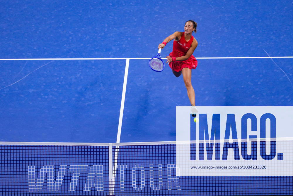 (261007) -- BEIJING, Oct. 7, 2026 -- Zheng Qinwen of China hits a return during the women s singles fourth round match between Zheng Qinwen of China and Alina Charaeva of Armenia at 2026 China Open tennis tournament in Beijing, China, Oct. 7, 2026. ) (SP)CHINA-BEIJING-TENNIS-CHINA OPEN-WOMEN S SINGLES (CN) SunxFei
