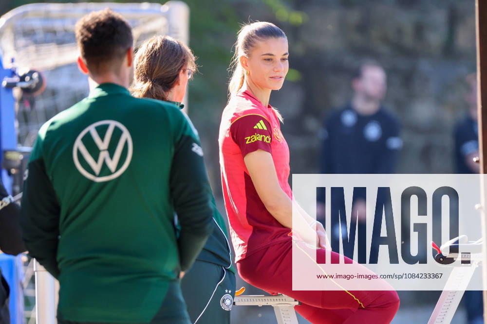 German Women s National Soccer Team Training Friendly Match: Germany vs. Australia Pictured: Selina Cerci of Germany doing recovery work on a stationary bike away from the training session