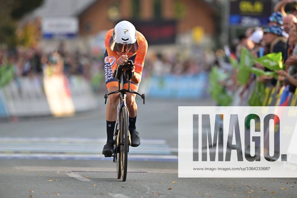 Netherlands Sjoerd Bax crosses the finish line of the Men Elite Individual Time Trial race (22km) at the cycling UEC Road European Championships, in Ljubljana, Slovenia, on Wednesday 7 October 2026. The UEC Road European Championships are taking place from 02 to 07 October in Ljubljana, Slovenia. DAVIDxPINTENS x189063082x