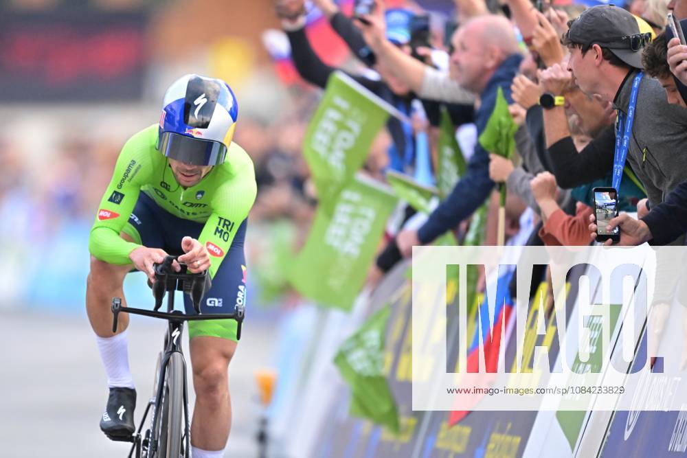 Slovenia s Primoz Roglic crosses the finish line to win the Men Elite Individual Time Trial race (22km) at the cycling UEC Road European Championships, in Ljubljana, Slovenia, on Wednesday 7 October 2026. The UEC Road European Championships are taking place from 02 to 07 October in Ljubljana, Slovenia. DAVIDxPINTENS x189066624x
