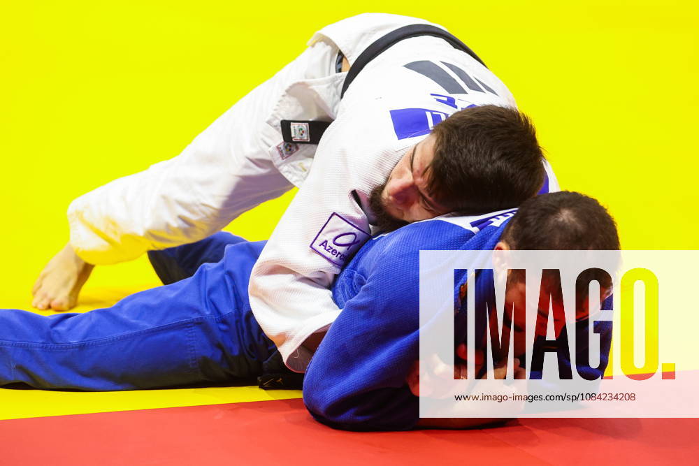 AZERBAIJAN, BAKU - OCTOBER 7, 2026: Omar Radzhabli (top) of Azerbaijan and Abylaikhan Zhubanazar of Kazakhstan compete in their -81 kg bout as part of the 2026 World Judo Championships at the National Gymnastics Arena. Mikhail Sinitsyn TASS 98915128