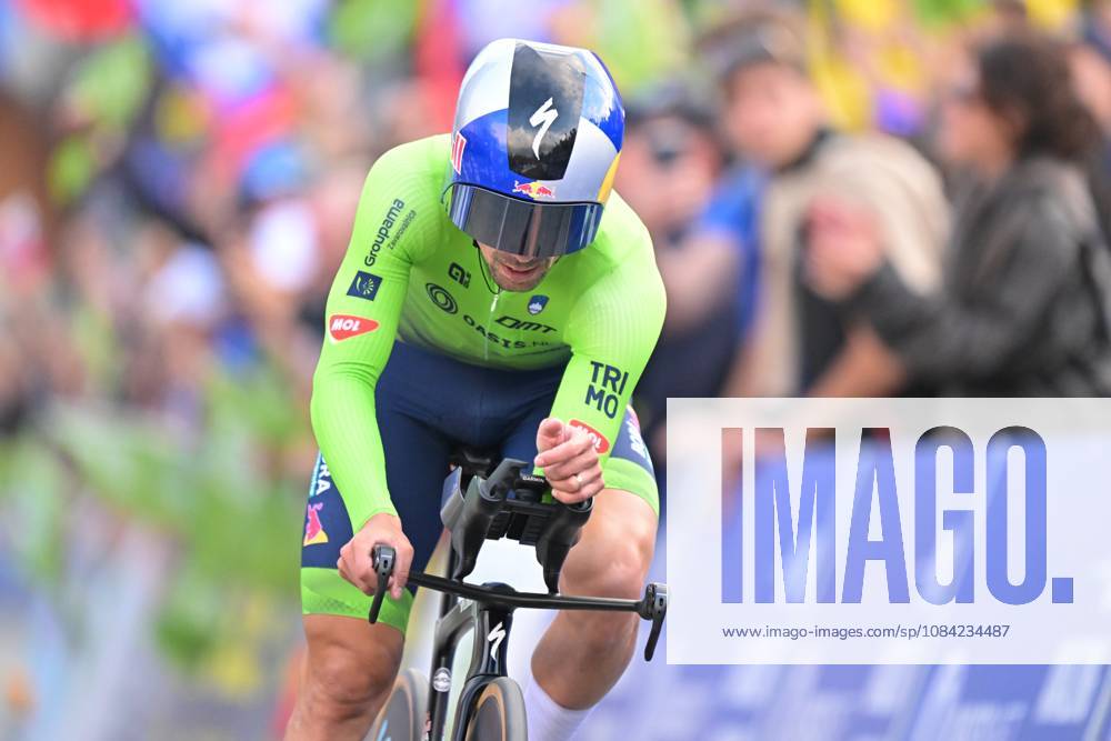 Slovenia s Primoz Roglic crosses the finish line to win the Men Elite Individual Time Trial race (22km) at the cycling UEC Road European Championships, in Ljubljana, Slovenia, on Wednesday 7 October 2026. The UEC Road European Championships are taking place from 02 to 07 October in Ljubljana, Slovenia. DAVIDxPINTENS x189071160x