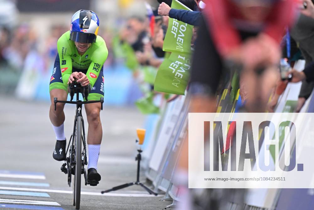 Slovenia s Primoz Roglic crosses the finish line to win the Men Elite Individual Time Trial race (22km) at the cycling UEC Road European Championships, in Ljubljana, Slovenia, on Wednesday 7 October 2026. The UEC Road European Championships are taking place from 02 to 07 October in Ljubljana, Slovenia. DAVIDxPINTENS x189072242x