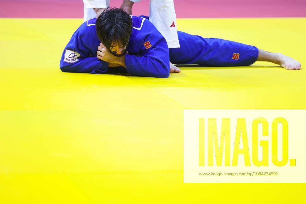 AZERBAIJAN, BAKU - OCTOBER 7, 2026: Zelim Tckaev of Azerbaijan competes with Tato Grigalashvili of Georgia in a -81 kg bout as part of the 2026 World Judo Championships at the National Gymnastics Arena. Mikhail Sinitsyn TASS 98916905