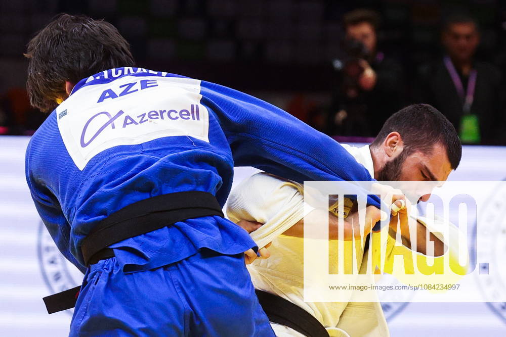 AZERBAIJAN, BAKU - OCTOBER 7, 2026: Tato Grigalashvili (R) of Georgia and Zelim Tckaev of Azerbaijan compete in their -81 kg bout as part of the 2026 World Judo Championships at the National Gymnastics Arena. Mikhail Sinitsyn TASS 98917462