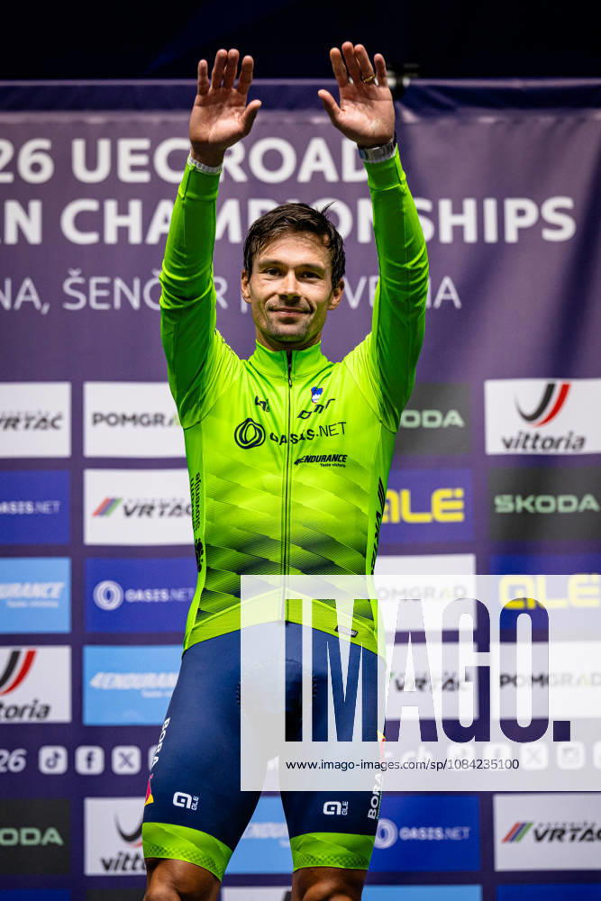 ROGLIÄa Primož ROGLIC Primoz UEC Road Cycling European Championships Ljubljana 2026 ROGLIÄa Primož ROGLIC Primoz SLO Slovenia Winner First Place Award Ceremony Medal Ceremony Podium Portrait Orientation Event UEC Road Cycling European Championships 2026 Ljubljana Category Cycling Road Cycling European Championships Individual Time Trial Elite Men Location Europe Slovenia Sencur äenur Discipline Individual Time Trial ITT Distance 22 km Date October 7, 2026 Wednesday Day 5