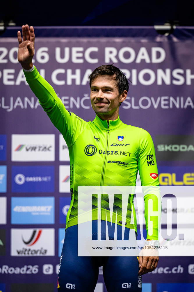ROGLIÄa Primož ROGLIC Primoz UEC Road Cycling European Championships Ljubljana 2026 ROGLIÄa Primož ROGLIC Primoz SLO Slovenia Winner First Place Award Ceremony Medal Ceremony Podium Portrait Orientation Vertical Portrait Event UEC Road Cycling European Championships 2026 Ljubljana Category Cycling Road Cycling European Championships Individual Time Trial Elite Men Location Europe Slovenia Sencur Discipline Individual Time Trial ITT Distance 22 km Date October 7, 2026, Wednesday Day 5