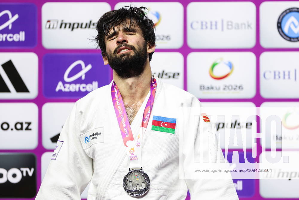 AZERBAIJAN, BAKU - OCTOBER 7, 2026: 2nd placed Zelim Tckaev of Azerbaijan attends an award ceremony for the men s -81 kg category during the 2026 World Judo Championships at the National Gymnastics Arena. Mikhail Sinitsyn TASS 98916486