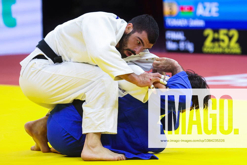 AZERBAIJAN, BAKU - OCTOBER 7, 2026: Tato Grigalashvili (L) of Georgia and Zelim Tckaev of Azerbaijan compete in their -81 kg bout as part of the 2026 World Judo Championships at the National Gymnastics Arena 2026 World Judo Championships In Baku - ZUMAt113 20261007_zaa_t113_512