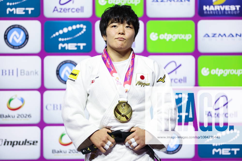 AZERBAIJAN, BAKU - OCTOBER 7, 2026: 1st placed Haruka Kaju of Japan attends an award ceremony for the women s -63 kg category during the 2026 World Judo Championships at the National Gymnastics Arena 2026 World Judo Championships In Baku - ZUMAt113 20261007_zaa_t113_519